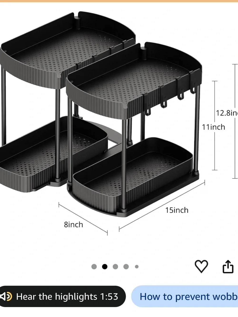Black Under-Sink Organizer Rack - Compact Plastic Storage